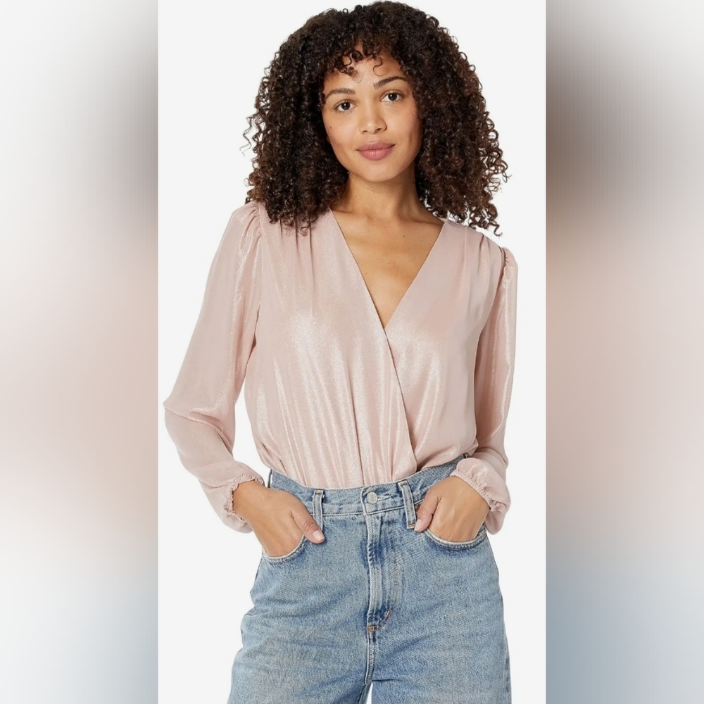 BCBGMAXAZRIA Metallic Blouse Bodysuit